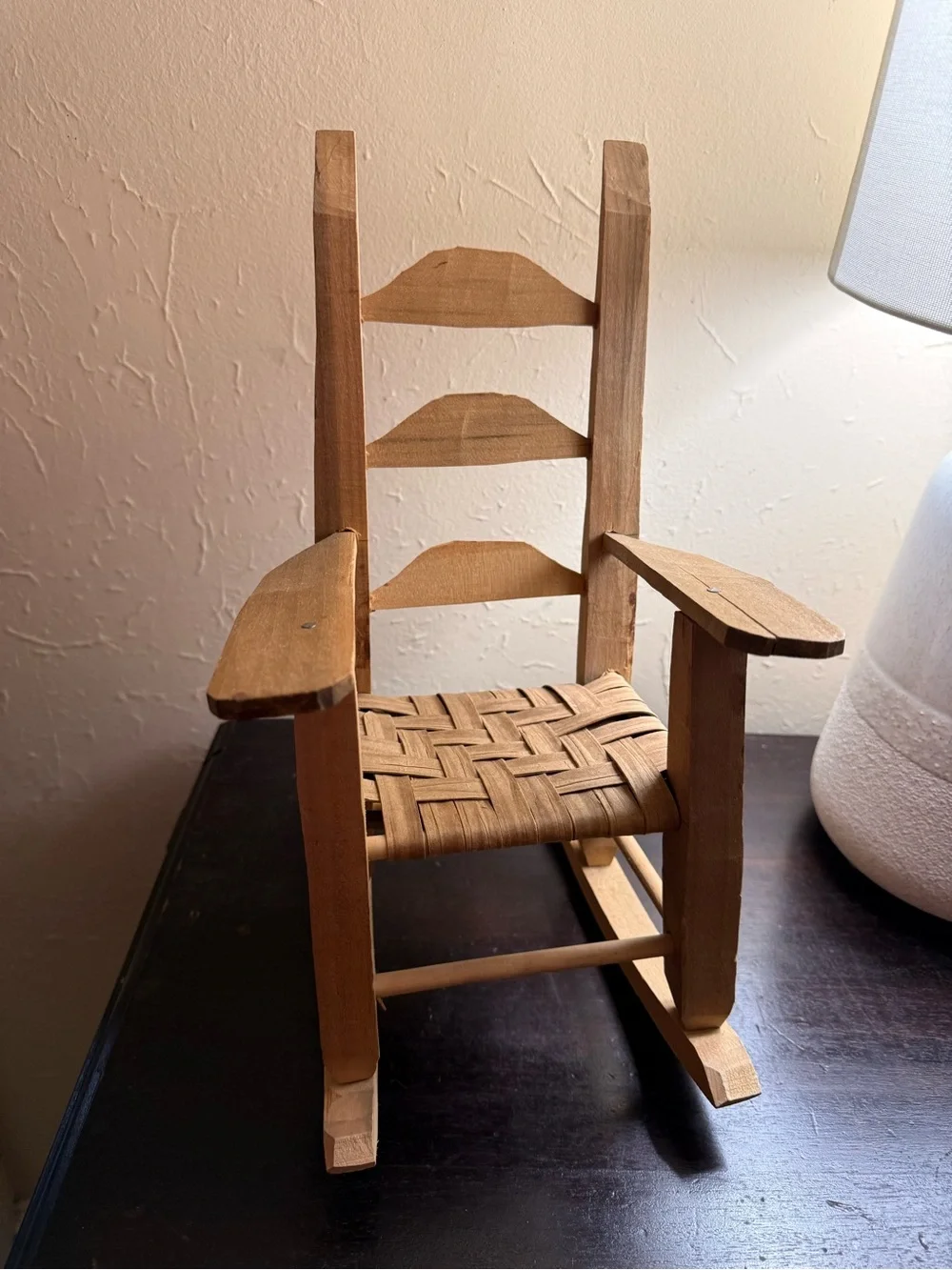 Wooden Rocking Chair Figurine in Natural Brown